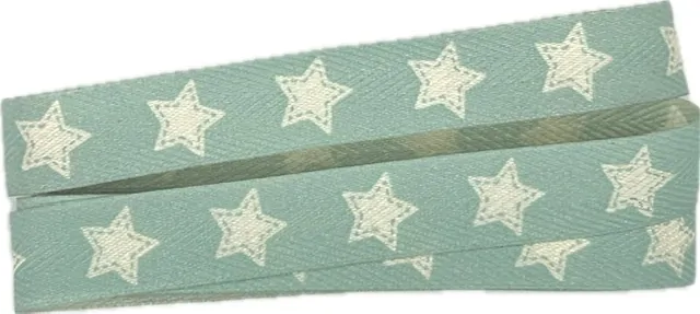 Vánoční stuha WHITE STAR LIGHT BLUE  pastelově modrá 15mm x 2m ( 2,50 Kč/m)