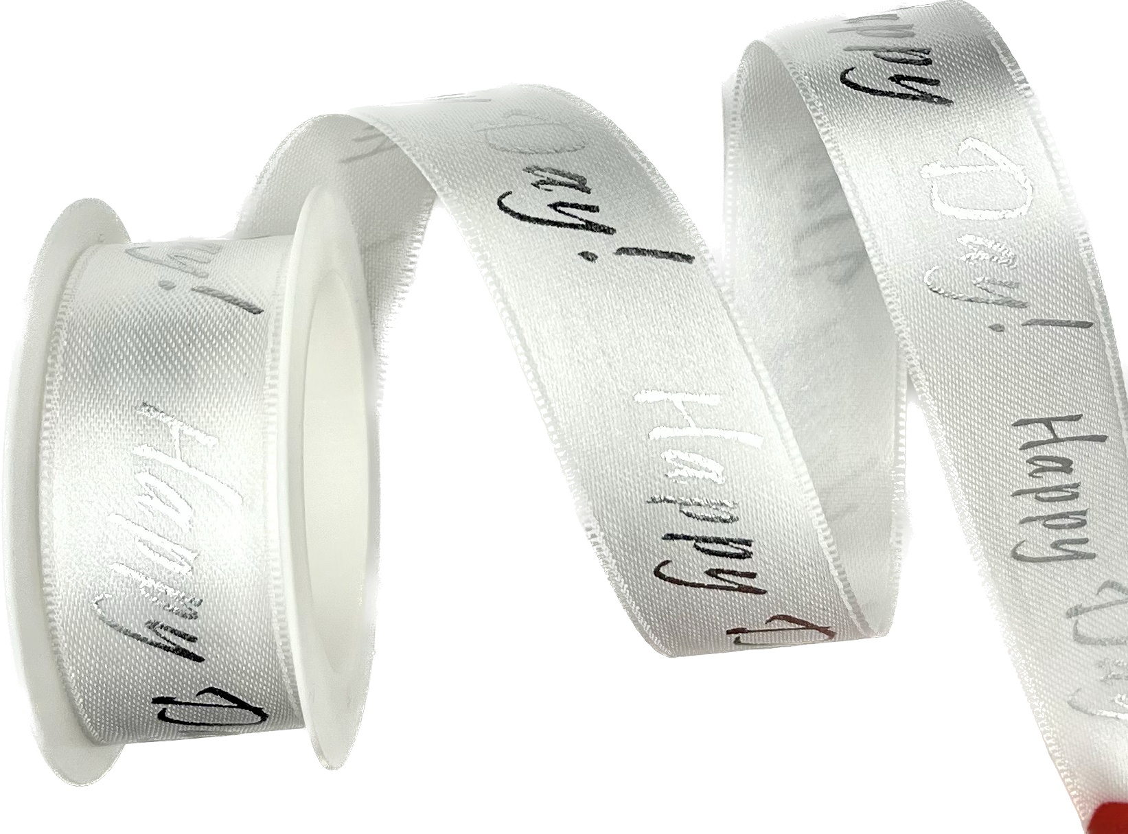 Saténová stuha HAPPY DAY! bílá 25mm x 2m