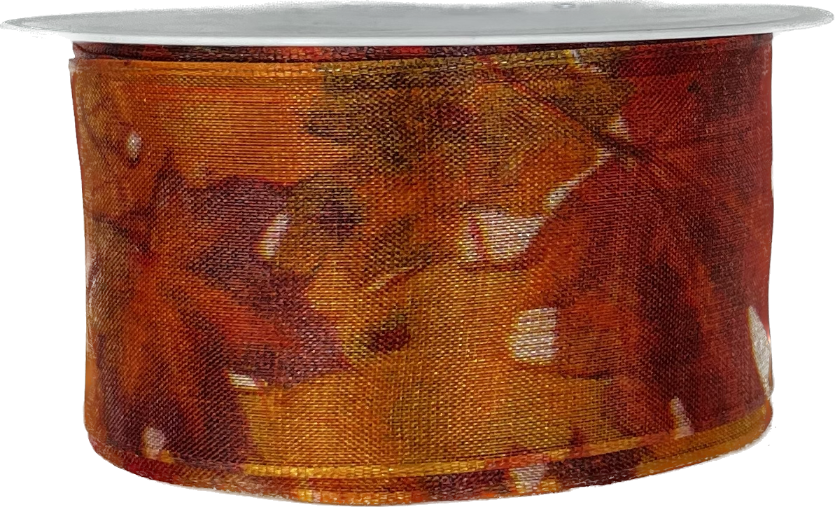 Stuha taftová MAPLE LEAVES – Autumn Glow 40mm x 2m (15,-Kč/m) 