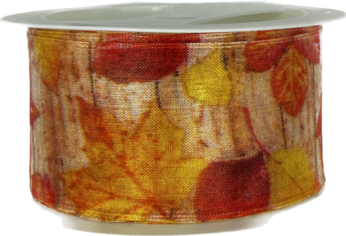 Stuha organzová MAPLE LEAVES III 40mm x 2m