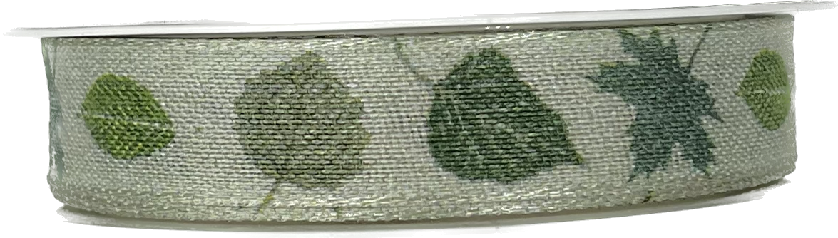 Stuha látková AUTUMN LEAVES III– Green Whisper zelená 15mm x 4m (6,-Kč/m)