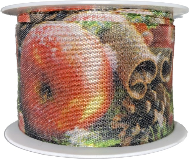 Stuha vánoční JABLKO A SKOŘICE taftová 40mm x 2m (14,-Kč/m)