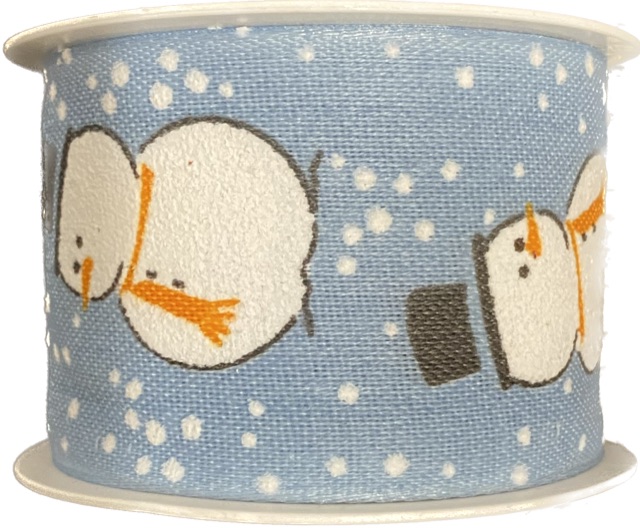 Stuha vánoční SNOWMAN pastelově modrá 40mm x 2m (14,-Kč/m)