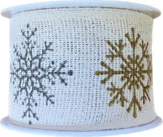 Vánoční bavlněná stuha SNOW ELEGANCE WHITE 40mm x 2m (15,-Kč/m)