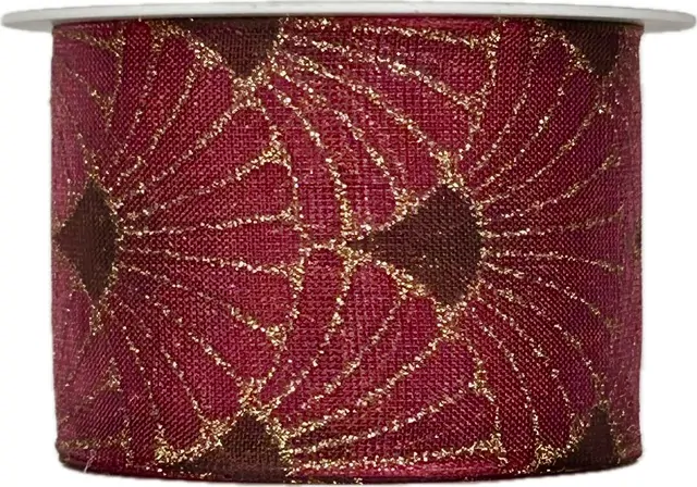 Stuha vánoční organzová GLAMOUR FESTIVAL BURGUNDY bordó 40mm x 2m (14,50,-Kč/m)