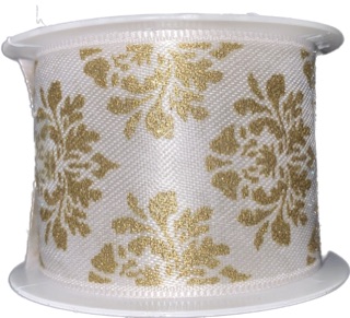 Stuha vánoční saténová X-MAS DELUXE WHITE bílá 40mm x 2m (14,50Kč/m)