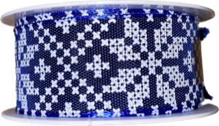 Stuha vánoční NORDIC BLUE modrá 25mm x 2m (13,-Kč/m)