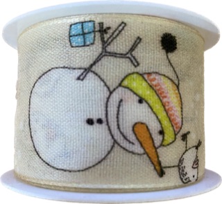 Stuha vánoční HAPPY SNOWMAN CREAM krémová 40mm x 2m (14,-Kč/m)