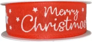 Stuha vánoční MERRY CHRISTMAS RED červená 25mm x 2m (6,-Kč/m)