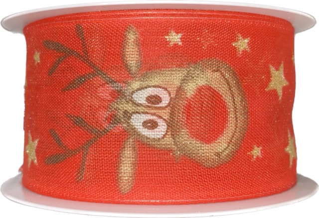 Stuha vánoční RED NOSE RUDI RED červená 40mm x 2m (13,-Kč/m)