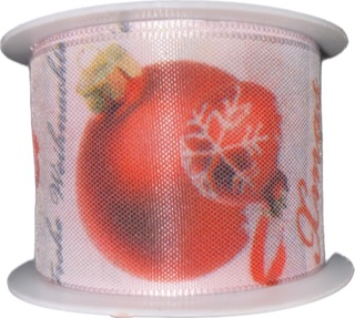 Stuha vánoční CHRISTMAS DECORATION RED červená 40mm x 2m (15,-Kč/m)