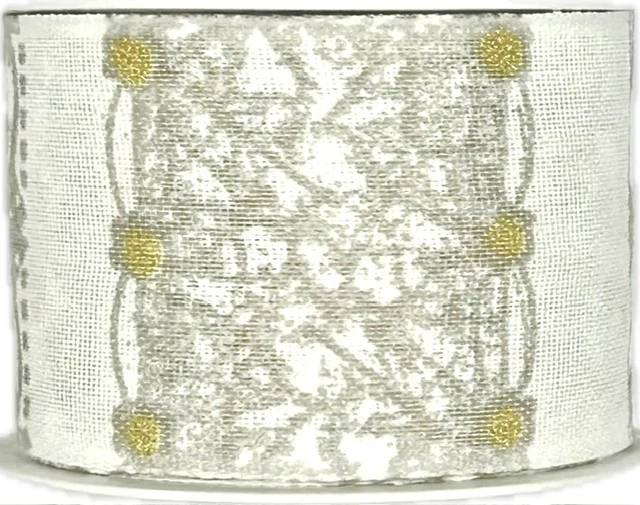 Stuha vánoční WHITE HARMONY bílá 40mm x 2m (14,-Kč/m)