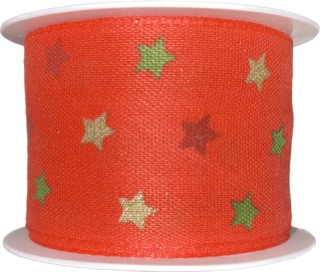 Stuha vánoční bavlněná LIGHT SPOTS červená 40mm x 2m (13,-Kč/m)