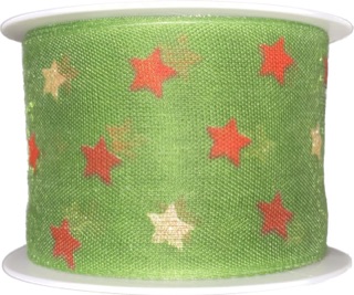 Stuha vánoční bavlněná LIGHT SPOTS zelená 40mm x 2m (13,-Kč/m) 