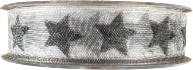 Vánoční stuha organzová GRANIT STAR 25mm x 20m (5,-Kč/m)