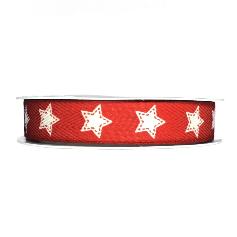 Stuha vánoční HAPPY STARS červená 15mm x 4m (4,- Kč/m)