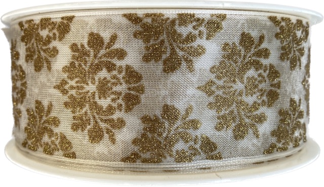 Vánoční stuha organzová ROYAL NIGHT CREME 40mm x 20m (9,90Kč/m)