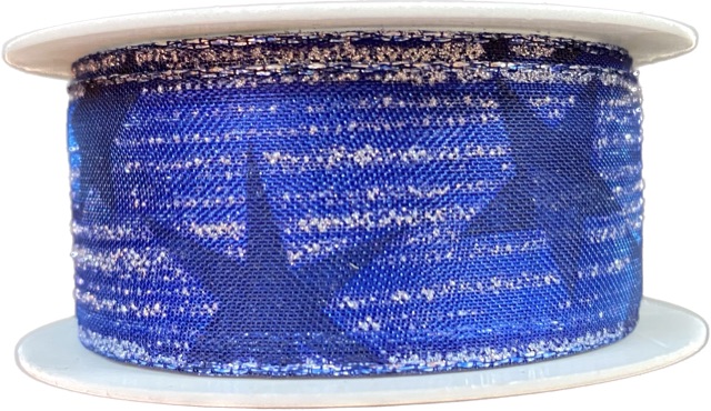 Vánoční stuha organzová BLUE STARS 25mm x 2m (12,-Kč/m)