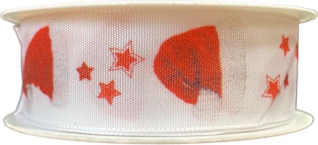 Stuha vánoční SANTAS HUT bílá 25mm x 3m (7,-Kč/m)