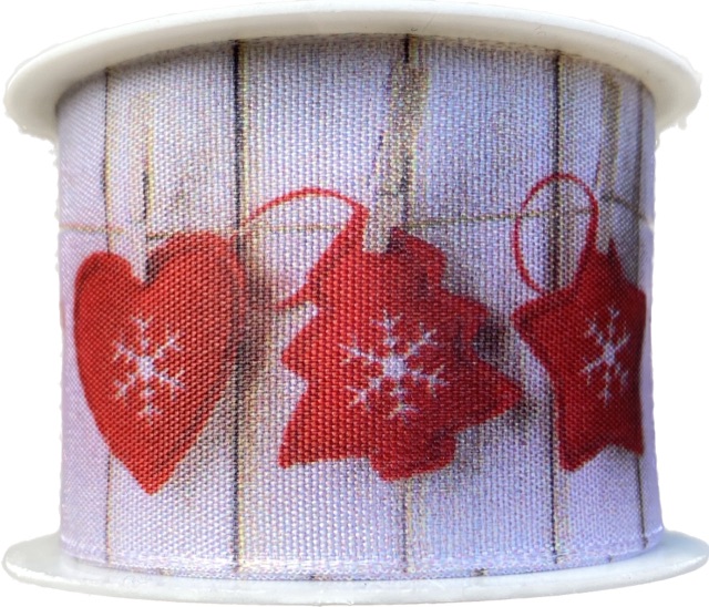 Stuha vánoční RED HEARTS DECORATION červená 40mm x 2m (13,-Kč/m)