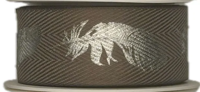 Stuha bavlněná FEATHER SILVER šedá 25mm x 2m (8,-Kč/m)