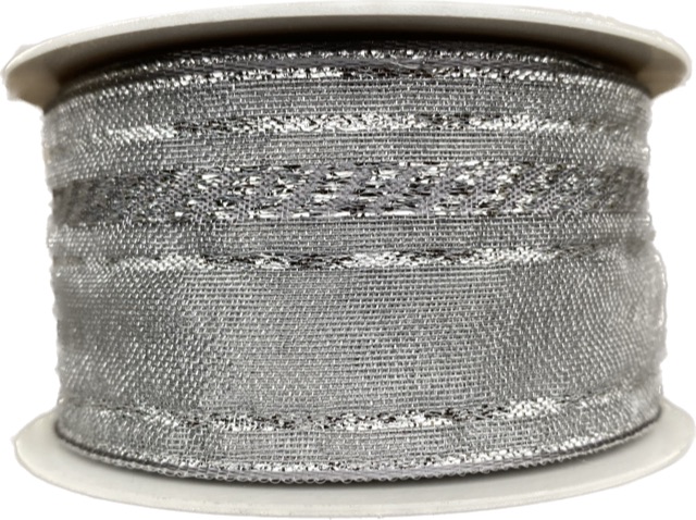 Stuha  vánoční OUTDOOR ORGANDY WATERPROOF SILVER  40mm x 10m ( 9,90 Kč/m)