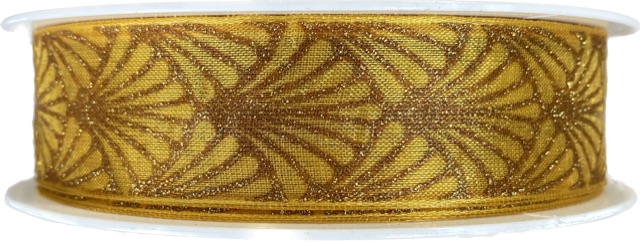 Stuha vánoční organzová GLAMOUR FESTIVAL GOLD 25mm x 2m (13,-Kč/m)