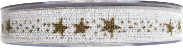 Vánoční stuha lněná STAR CHAIN WHITE bílá 15mm x 20m ( 6,- Kč/m)