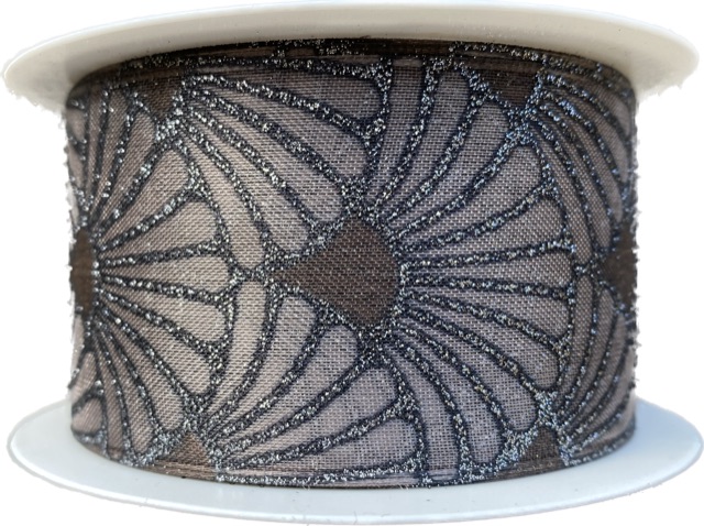 Stuha vánoční organzová GLAMOUR FESTIVAL GRANIT 40mm x 2m (14,50,-Kč/m)