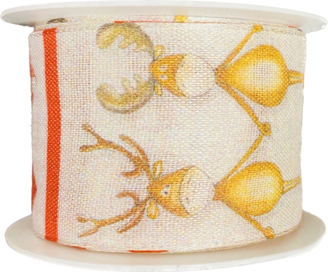 Stuha vánoční REINDEER IN LOVE bílá 40mm x 2m (13,-Kč/m) 