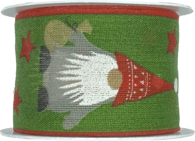 Stuha vánoční bavlněná CHRISTMAS ELF GREEN zelená 40mm x 2m (12,50Kč/m)