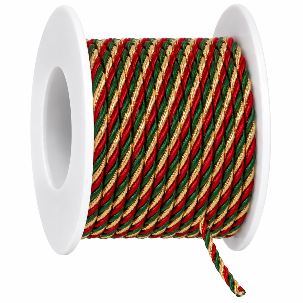 Festive Twist Trio 3 mm – Kroucený tříbarevný provázek 3mm x 5m (5,- Kč/m)