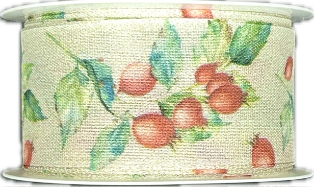Stuha látková AUTUMN FRUIT krémová 40mm x 3m (9,-Kč/m)