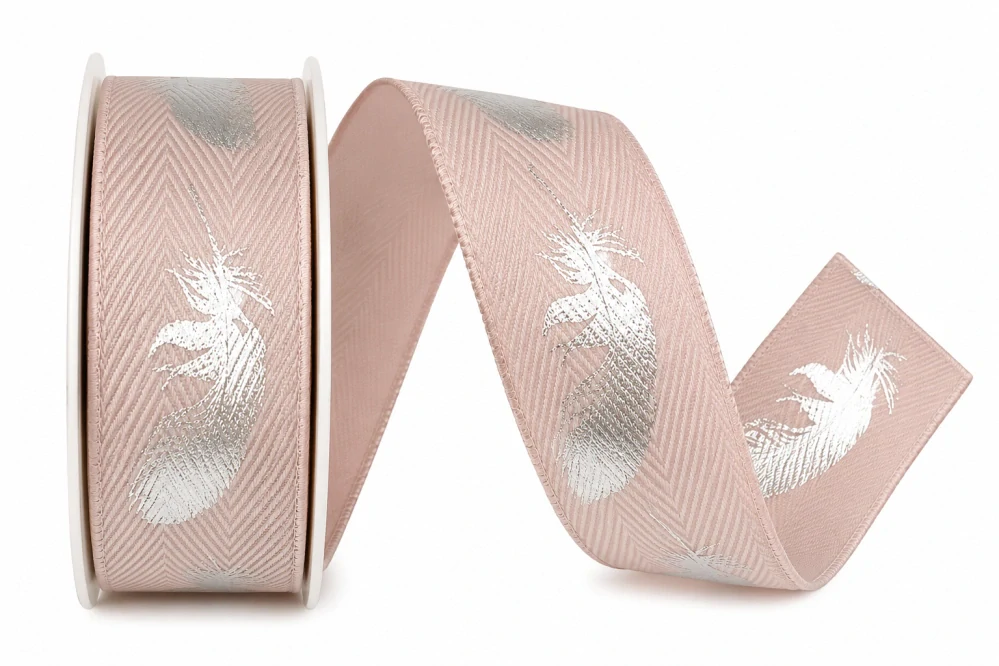 Stuha bavlněná FEATHER PINK pastelově růžová 25mm x 2m (8,-Kč/m)