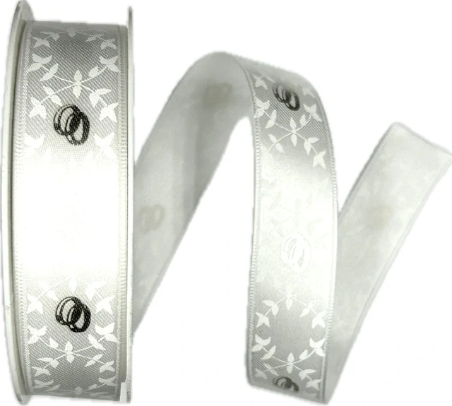 Saténová stuha Forever White – bílá 25mm x 20m