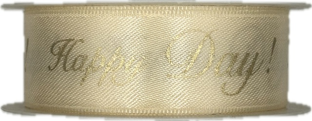 Saténová stuha HAPPY DAY! krémová 25mm x 2m