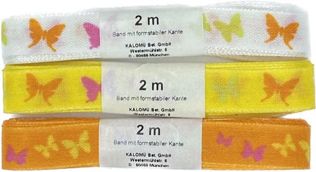 Stuha taftová BUTTERFLY PARADISE set 3ks 15mm x 2m (10,-/ks)