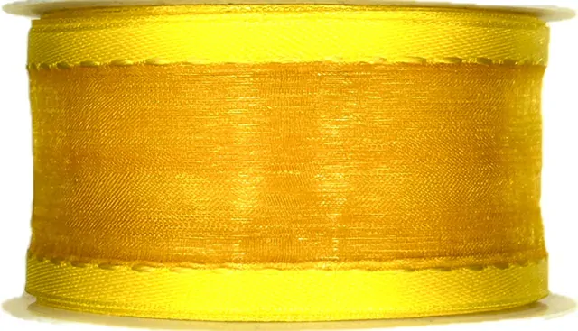 Stuha organzová CHAMPAGNER YELLOW prošívaná žlutá 40mm x 2m (13,-Kč/m)