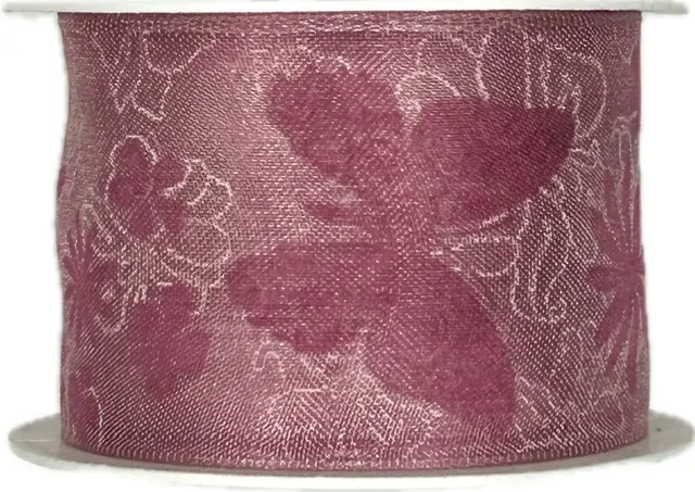 Stuha taftová OLD PINK BUTTERFLY růžová 40mm x 2m (14,- Kč/m)