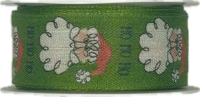 Vánoční stuha bavlněná Ho Ho Ho zelená 25mm x 2m (12,-Kč/m)