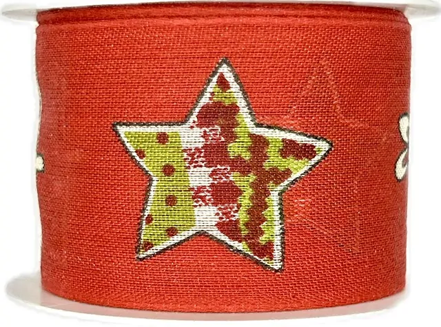 Vánoční stuha bavlněná CHRISTMAS červená 40mm x 2m