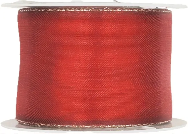 Vánoční stuha ORGANDY BASIC RED červená 40mm x 2m (14,-Kč/m)