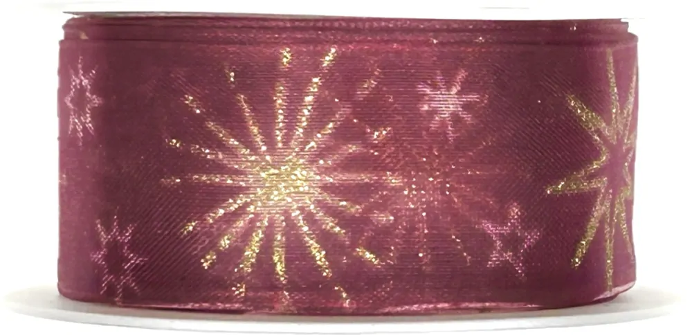 Stuha vánoční STARLIGHT BURGUMDY SHINE bordó 25mm x 2m (14,-Kč/m)