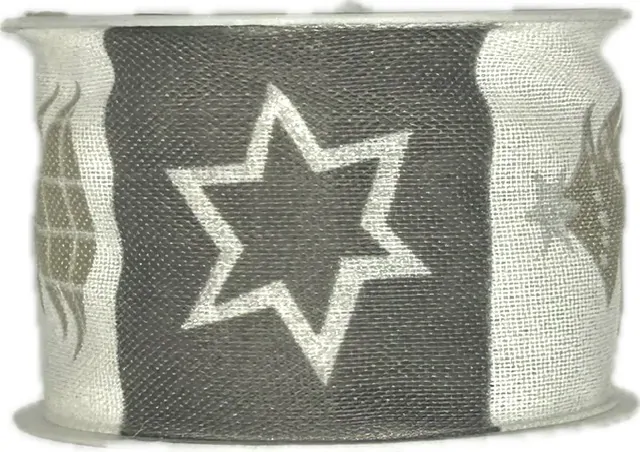 Stuha vánoční bavlněná ANTRACIT TREES 40mm x 2m (12,5,-Kč/m)