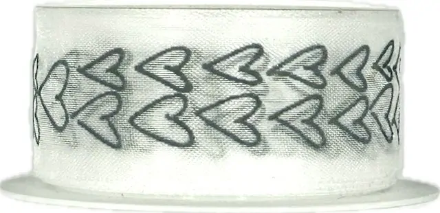 Taftová stuha HEART & HEART – bílá 25mm x 2m