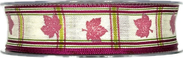 POSLEDNÍ KUSY! Látková stuha Autumn Leaves Line – Pink  25mm x 20m (4,- Kč/m)