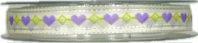 Stuha taftová LAVENDER HEARTS bílá 10mm x 20m (3,-Kč/m) POSLEDNÍ KUSY!