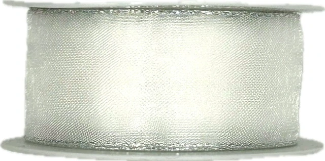Stuha taftová BASIC WHITE SILVER bílo stříbrná 25mm x 3m (7,- Kč/m)