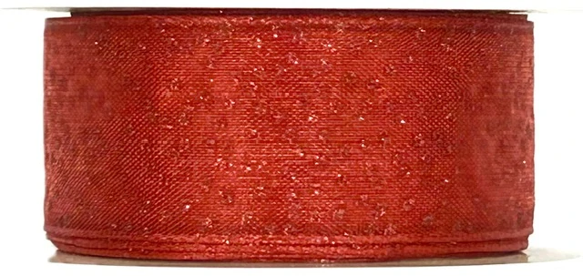 Stuha organzová VIVA RED červená 25mm x 2m (13,-Kč/m)