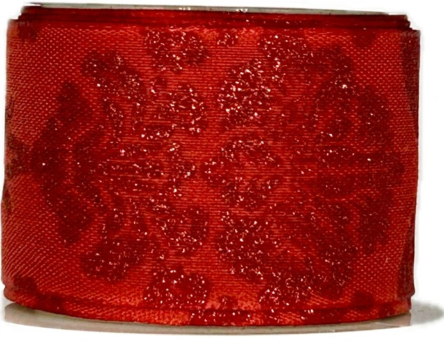 Vánoční stuha ROYAL NIGHT RED červená 40mm x 2m (14,-Kč/m)